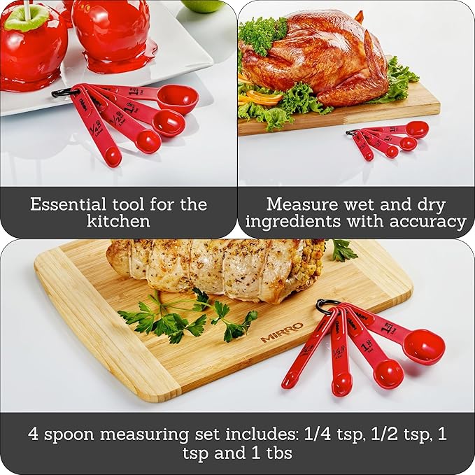 MIRRO 4pc Nested Measuring Spoons Set, Red