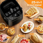 2.5LB Bread Maker with Built-in Electronic Scale, 25-in-1 Bread Machine, Beginner-Friendly with Adjustable Baking & Fermentation, Non-Stick Easy-Clean Pan, Quiet, 15H Delay, Recipes, Jet Black