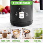 GreenLife Ceramic Electric Milk Frother, 10oz, 4-in-1, Auto Hot and Cold Foam, Dense and Light Foam, PFAS Free, Cordless Milk Warmer and Steamer for Latte, Coffee, Black