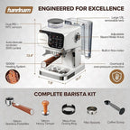Espresso Machine with Grinder, 20 Bar Professional Espresso Maker with Built-in Burr Grinder, PID Temperature Control, Steam Wand, 58mm Portafilter, 25 Grind Settings, All-in-One Coffee Machine