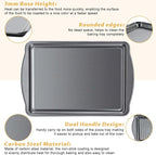 Baking Sheet with Cooling Rack - 17" x 11" x 0.5" Carbon Steel Cookie Sheet for Baking [1 Sheet + 1 Rack], Nonstick Baking Pan, Perfect for Baking, Roasting, and More