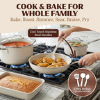Granitestone Ceraluxe 20 Pc Ceramic Cookware Set Nonstick, Complete Pots and Pans Set Non Stick for Kitchen with Bakeware, Utensils & Steamer, Non Toxic Made Without PFOA PFOS, Oven & Dishwasher Safe