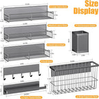 DTUQYX Magnetic Spice Rack for Refrigerator, 7 Pack Metal Magnetic Shelf, Moveable Magnetic Storage Fridge Organizer Grey, Spice Organizer, Hook Rack, Paper Towel Holder, Cutting Board Holder, HM5471