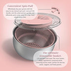 COOK WITH COLOR Stainless Steel Salad Spinner - 5 Qt. Lettuce Washer And Vegetable Spinner Dryer for Easy Salad Prep - Non Slip Base with Pull Handle - Auto Stop Brake System, Stain and Odor Resistant