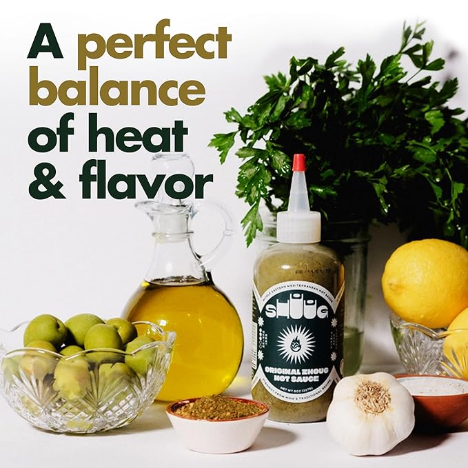 Middle Eastern Green Chili Sauce 18oz (Zhoug) | Spicy Sauce with Cilantro, Garlic, Jalapenos, Poblano, Scotch Bonnet Peppers, Olive Oil, Lemon, Chipotle | Vegan Chili, Non-GM, Kosher | Hot Sauces (2)