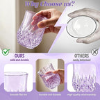 40 Pack Plastic Stemless Wine Glasses,12oz Unbreakable Vintage Elegant Drinking Glass Set,Reusable Fancy Cocktail Cups for Party, Wedding, and Bulk Events (40, 12oz-Purple)