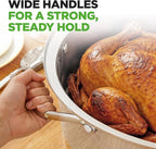 NutriChef 20" Oval Roasting Pan with Rack and Lid - Premium Stainless Steel Roaster Dish w/ Wide Handles & Removable Rack, Multi-Use Cookware for Turkey, Chicken, Stews, & More - Dishwasher Safe