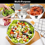 E-far Mixing Bowls with Lids, 6-Piece Stainless Steel Salad Bowls Metal Nesting Bowls for Baking Cooking and Prepping, Airtight Lids & Stackable Design, Size 4.5, 3, 1.5 QT (Black)