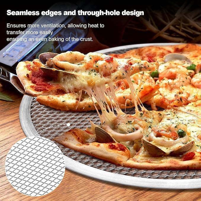 Pizza Pan Set of 3pcs, Aluminum Pizza Screen, Metal Pizza Tray for Oven Kitchen Baking Home Restaurant, Dishwasher Safe (12inch-6pcs)