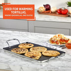IMUSA Ceramic Nonstick, Stovetop Double Burner Griddle with Metal Handles, 19-Inch, Black