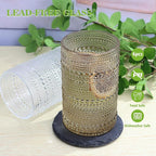 Hobnail-Drinking Glasses 13oz Vintage Glassware Sets Cocktail Juice Glasses Set of 6, Light Brown