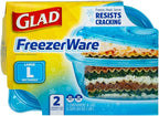 Glad GladWare FreezerWare Food Storage Containers with Lids, Large Rectangle BPA Free Plastic for Freezing Soups Meals and Batch Cooking, Crack Resistant, Microwave Dishwasher Safe, 64 Oz, 2 Ct - 6 Pk