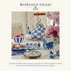 MACKENZIE-CHILDS Enamel Abundant Bowl, Decorative or Serving Bowl, 13-Cup Capacity, Blue-and-White Royal Check