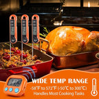 Kingdder 12 Pcs/ 6 Sets Meat Thermometer Digital with Magnetic Kitchen Timer Kit, Fast Instant Read & Waterproof & Foldable Food Thermometer & Kitchen Timer Bulk for Cooking, Grilling, Candy, BBQ