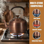 Tea Kettle Stovetop Whistling Copper Tea Pot for Stove 3.2QT Teapot Kettle Stovetop with Loud Whistle Lid, Vintage Kettles for Stove Top, Fast Boiling Water, Teapot for Induction, Electric, Gas Stoves