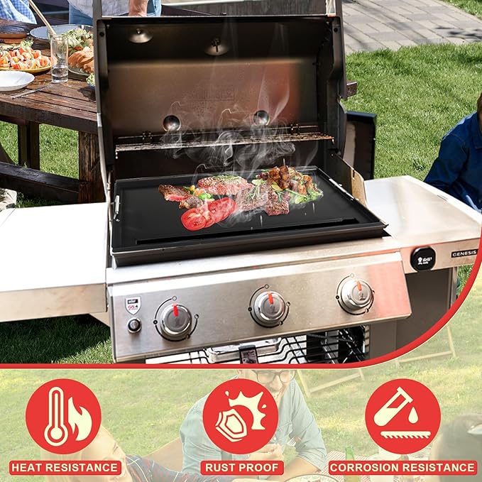 Genesis 300 Griddle Insert for Weber Genesis E310 S310 S320 E320 S330 EP320 EP310 EP330 CEP-310 Grill Parts, 7524 Carbon Steel Full-Size Flat Top Griddle Plate for Weber 7528 Grates