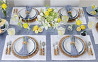 Solino Home Linen White Placemats Set of 4 - 100% Pure Linen Placemats 14 x 19 Inch for Winter, Valentines, Holiday, New Year - Fete
