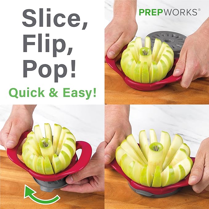 PrepWorks Dishwasher Safe Apple Slicer and Corer – 16-Slice Thin Apple Cutter with Safety Cover