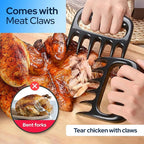 3 Layer Pro Chicken Shredder with Removable Tray, Meat Claws, Brush - 10'' Chicken Breast Shredder Tool Twist, Meat Grinder Machine, Meat Shredder, Anti-Slip - For Chicken Beef Pork Veg