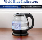 Elite Gourmet EKT1001B Electric 1.0L BPA-Free 1100W Glass Kettle Cordless 360° Base, Stylish Blue LED Interior, Handy Auto Shut-Off Function – Quickly Boil Water For Tea & More, Graphite Black