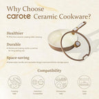 CAROTE 25-Piece Ceramic Cookware Set, Nonstick Pots and Pans Set with Detachable Handle, Non-Toxic Kitchen Cooking Set, Dishwasher & Oven Safe, Induction Compatible, PFAS Free, Chocolate