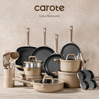 CAROTE 31PCS Pots and Pans Set, Nonstick Cookware Set Kitchen Non Stick Induction Titanium Cookware Non-toxic Granite Cooking set, PFOA Free