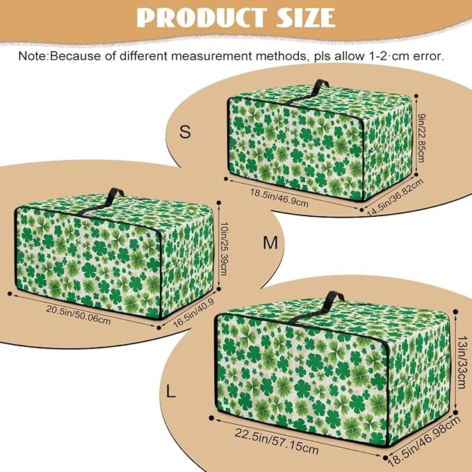 Four Leaf Clover Print St. Patrick's Day Toaster Oven Cover Anti Scratch Microwave Cover for Kitchen Countertop Appliance Dust Protector Decorative Oven Accessories, Green, M