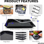 10 Pack Catering Trays with Lids – 15" Serving Tray with Lid, Heavy Duty Recyclable Plastic Party Platters for Catering, Buffet, Picnics & Events – Food Tray with Clear Lid (15.35 × 11.42 × 2.95 inch)