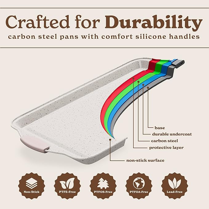 Country Kitchen Nonstick Stackable Bakeware Set - Heavy Duty, Durable, Easy Release Baking Set, Cream, 10 Pcs