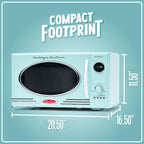 Nostalgia Retro Countertop Microwave Oven, 0.9 Cu. Ft. 800-Watts with LED Digital Display, Child Lock, Easy Clean Interior, Cu.Ft, Aqua