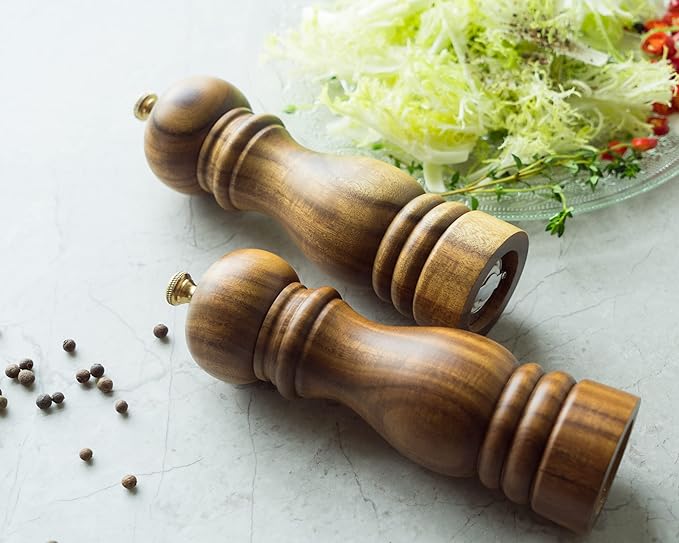 BILL.F Salt and Pepper Grinder Pepper Mill Grinder Pepper Grinders Salt Mill Set of 2 with Adjustable Ceramic Rotor 7 Inch