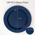Goodluck 100PCS Navy Blue Plastic Plates, 10.25 Inch Dinner Plate Heavy Duty Disposable Plastic Plates for 100 Guests Party, Wedding, Birthday & Daily Use and New Year Events
