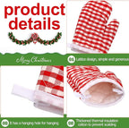 12 Pcs Kids Oven Mitts Toddler Oven Mitts Children Heat Resistant Kitchen Mitts Checkered Kitchen Oven Gloves Kids for Cooking Baking Microwave Child Play BBQ Grilling, Age 2-10(Red)