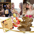 3 Tier Fruit Basket For Counter, Large Capacity Fruit Storage Countertop, Fruit Holder, Wooden Pantry Organizers and Storage, Kitchen Countertop Organizer With Two Banana Hangers (Walnut)