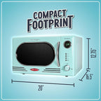 Nostalgia NRMO11AQ6A 1000 Watt Power Retro Countertop Microwave Oven Easy to Clean with Removable Glass Turntable-Child Safety Lock-12 Programs-Digital Clock, 1.1 Cu Ft, Aqua