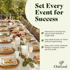 Chic Leaf Compostable Palm Leaf Plates & Cups Set - 10 In & 7 In Pack of 45, Natural - Biodegradable Tableware & Disposable Plates & Cups - Durable Bamboo Utensils, Thanksgiving Dinner