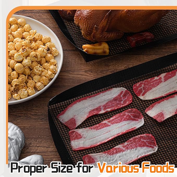 Teenyyou 2 Pcs 14.5 x 13.5 Inch Ptfe Solid Oven Basket Non Stick Cooking Basket Cooking Trays for Quick Oven Accessories Baking Chips Chicken Wings Bread Heating
