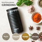 Kaffe Electric Coffee Bean Grinder w/Cleaning Brush - Easy On/Off - Perfect for Espresso, Herbs, Spices, Seeds, Nuts, Grains - 3.5oz / 14 Cup (Modern, Matte Black)