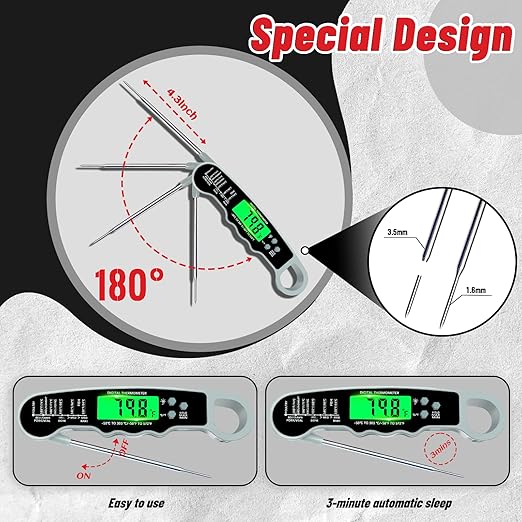 Stocking Stuffers for Men Women Adults: Meat Thermometer Digital, Instant Read Meat Thermometer with Backlight & Magnet for Kitchen, Beef, Grill, Turkey,IP67 Waterproof Cooking Thermometer