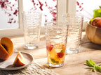 Glaver's Hammered Glass Cups. Cocktail Drinking Glasses Set of 6 Tall Kitchen Glasses, 17 oz Water Glassware For Bar, Juice, Beer, Iced Tea, Everyday Cordial Glasses Drinkware.