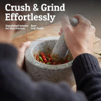 Priority Chef Heavy Duty Large Mortar and Pestle Set, Hand Carved from Natural Granite, Make Fresh Guacamole, Pesto, Stone Grinder Bowl, Herb Crusher, Spice Grinder, 6.3 Inches Wide, 2 Cup - Grey