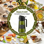 LAKUMIQI 2 in 1 Oil Sprayer for Cooking, 16oz Olive Oil Dispenser Bottle for Kitchen, Food Grade Light-Blocking Leak Proof Glass Spray Bottle for Salad, Air Fryer, BBQ