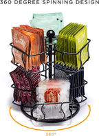 Sorbus Tea Bag Spinning Carousel - Tea Caddy Organizer for Countertop - Matcha Station Accessories - 2 Tier Revolving Storage for Pantry - Holds Up to 60 Large Tea Bags