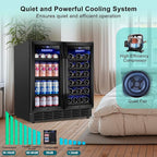 30 Inch Wine and Beverage Refrigerator, Upgrade Dual Zone Wine Cooler, 30'' Wine beverage Fridge Built in or Freestanding Under Counter Large Capacity Glass Door Advanced Cooling System,Black