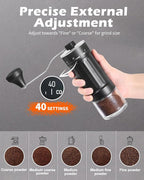 Manual Coffee Grinder With Ceramics Burr For Espresso,French Press,40 Adjustable Settings,Portable Hand Coffee Bean Mill For Home Use and Camping Travel,Coffee Bean Grinders With Hand Crank
