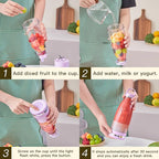 Smoothie Blender Personal Size Juicer 17oz Big Capacity USB-C Rechargeable (Lilac)