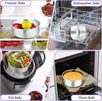 P&P CHEF 6 Inch Cake Pans Set, Round Baking Pan Stainless Steel Layer Birthday Wedding Cake Oven Pans, Non Toxic & Heavy Duty, Deep Side & Mirror Finish, Dishwasher Safe, (3Pcs)