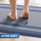 KitchenClouds [2 PCS Kitchen Rugs Cushioned Anti-Fatigue Kitchen Mats for Floor Waterproof Kitchen Rug Set Non-Slip Comfort Standing Mat for Office, Sink, Laundry 20"×30"+20"×60",Blue
