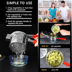 Stainless Steel Vegetable Squeezer, Upgrade Non-Slip Red Silicone Handle,Filling Pancakes,etc. (Upgrade 40oz)
