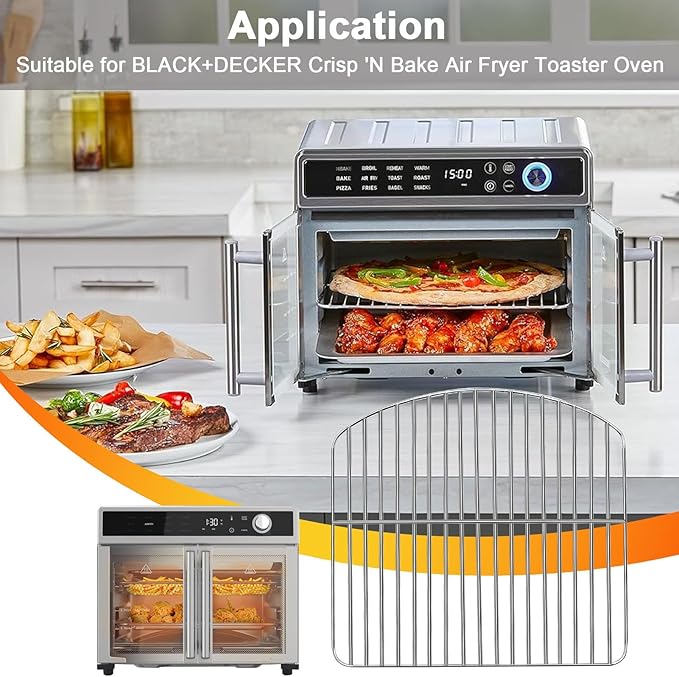 Countertop Toaster Oven Wire Rack for BLACK+DECKER Crisp 'N Bake Air Fryer Toaster Oven, 12.4×12.2 IN Stainless Steel Food Grade Toaster Oven Accessories Replacement Parts, Dishwasher Safe